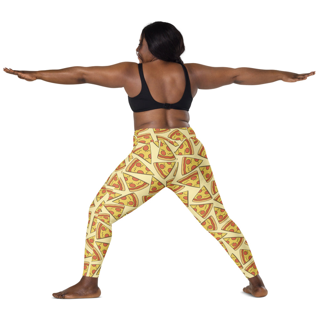 Women’s Pizza Slice Yoga Leggings With Pockets – High-Waisted, Soft Compression Active Pants