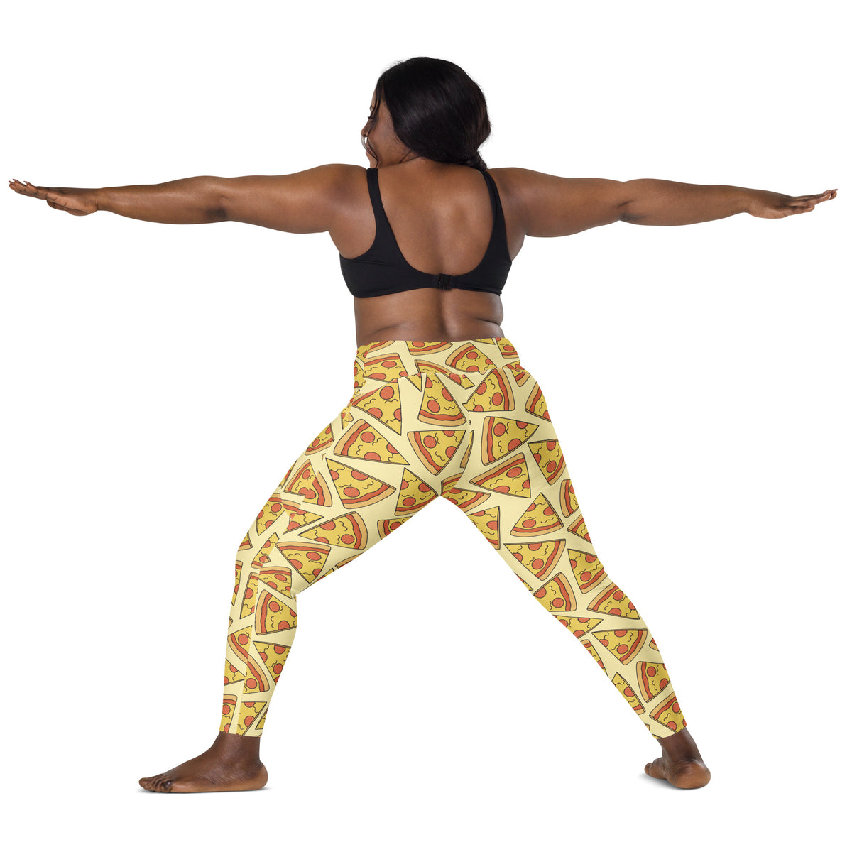 Women’s Pizza Slice Yoga Leggings With Pockets – High-Waisted, Soft Compression Active Pants