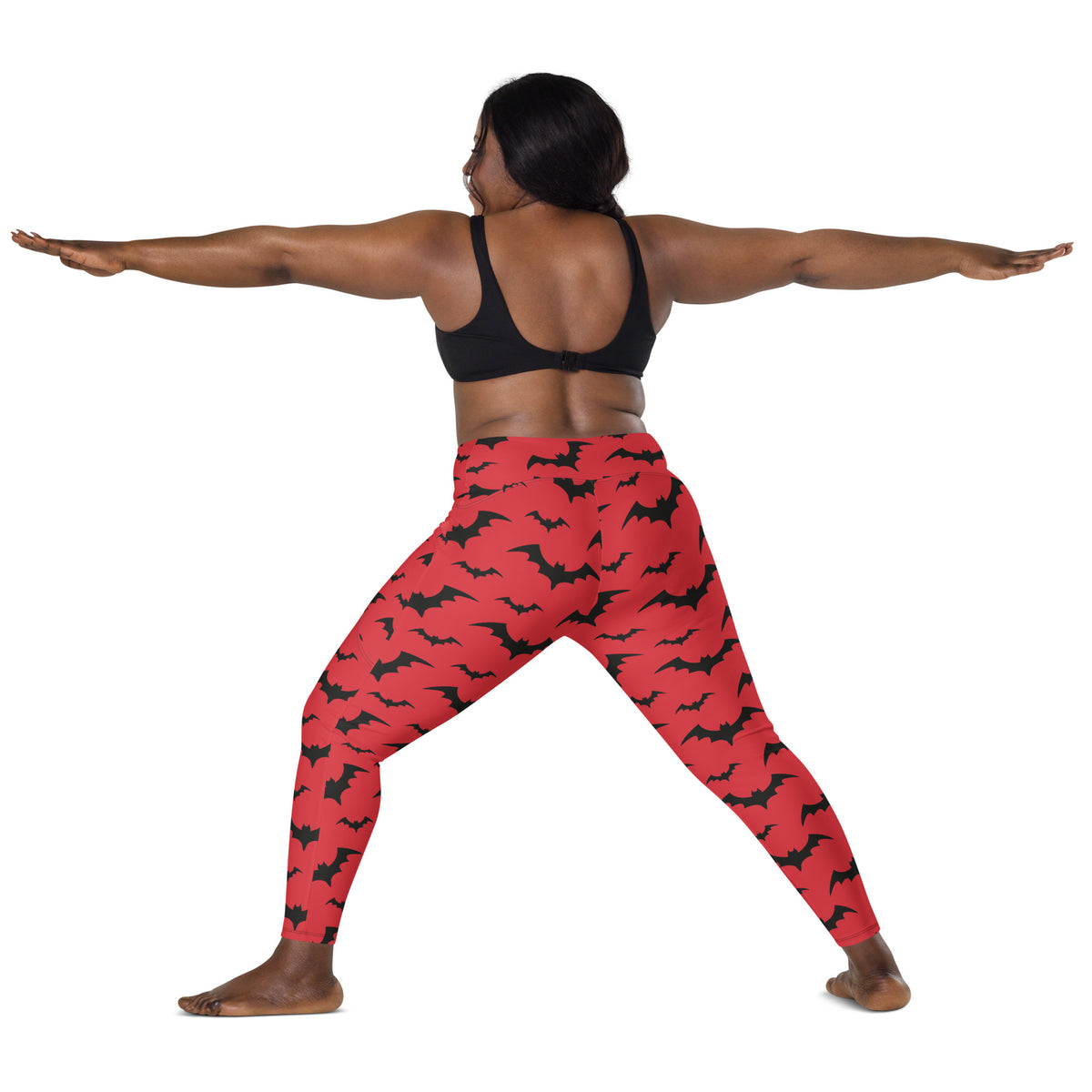 Women’s Red Bats Halloween Yoga Leggings With Pockets – High-Waisted, Soft Compression Active Pants