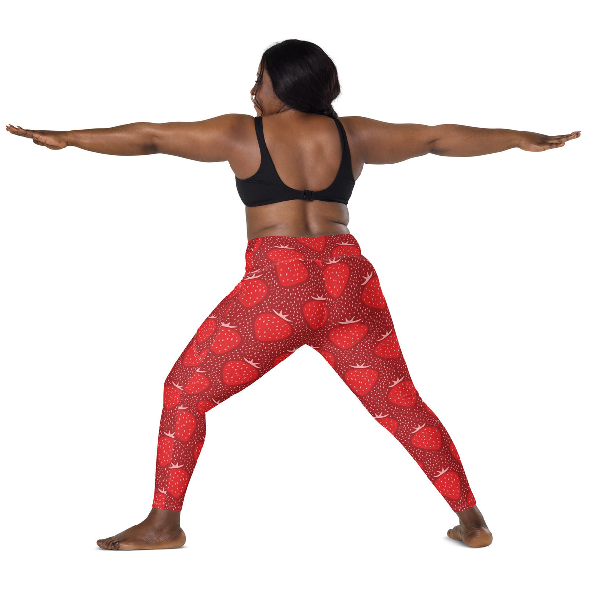Women’s Strawberry Yoga Leggings With Pockets – High-Waisted, Soft Compression Active Pants