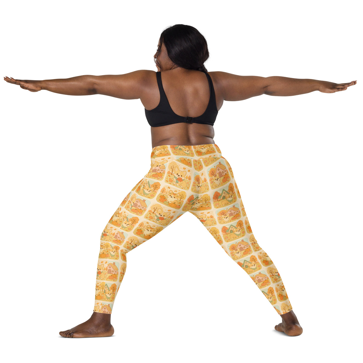 Women’s Fall Corgi Yoga Leggings With Pockets – High-Waisted, Soft Compression Active Pants