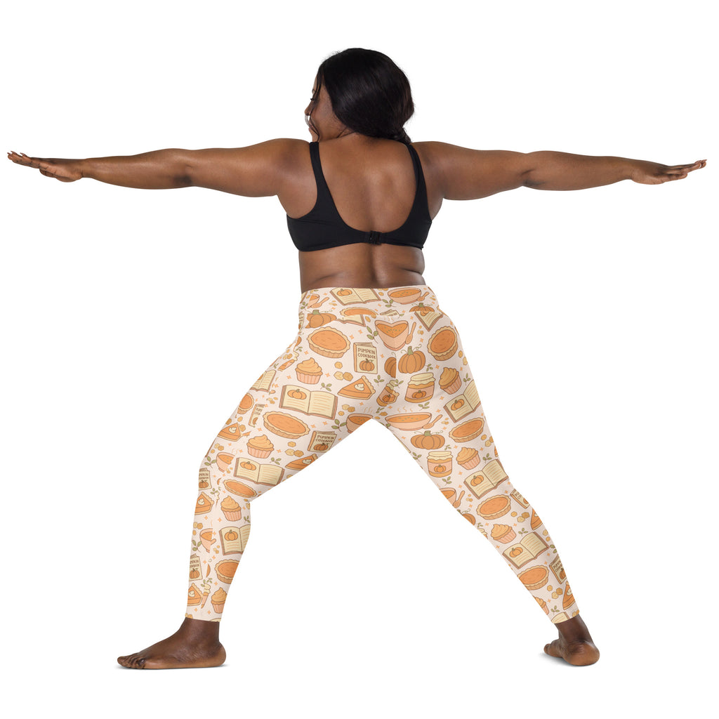 Women’s Pumpkin Pie Themed Yoga Leggings With Pockets – High-Waisted, Soft Compression Active Pants