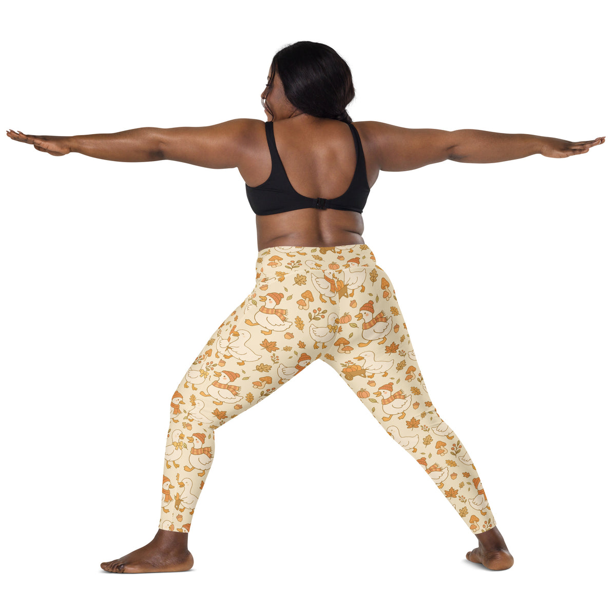 Women’s Autumn Duck Yoga Leggings With Pockets – High-Waisted, Soft Compression Active Pants