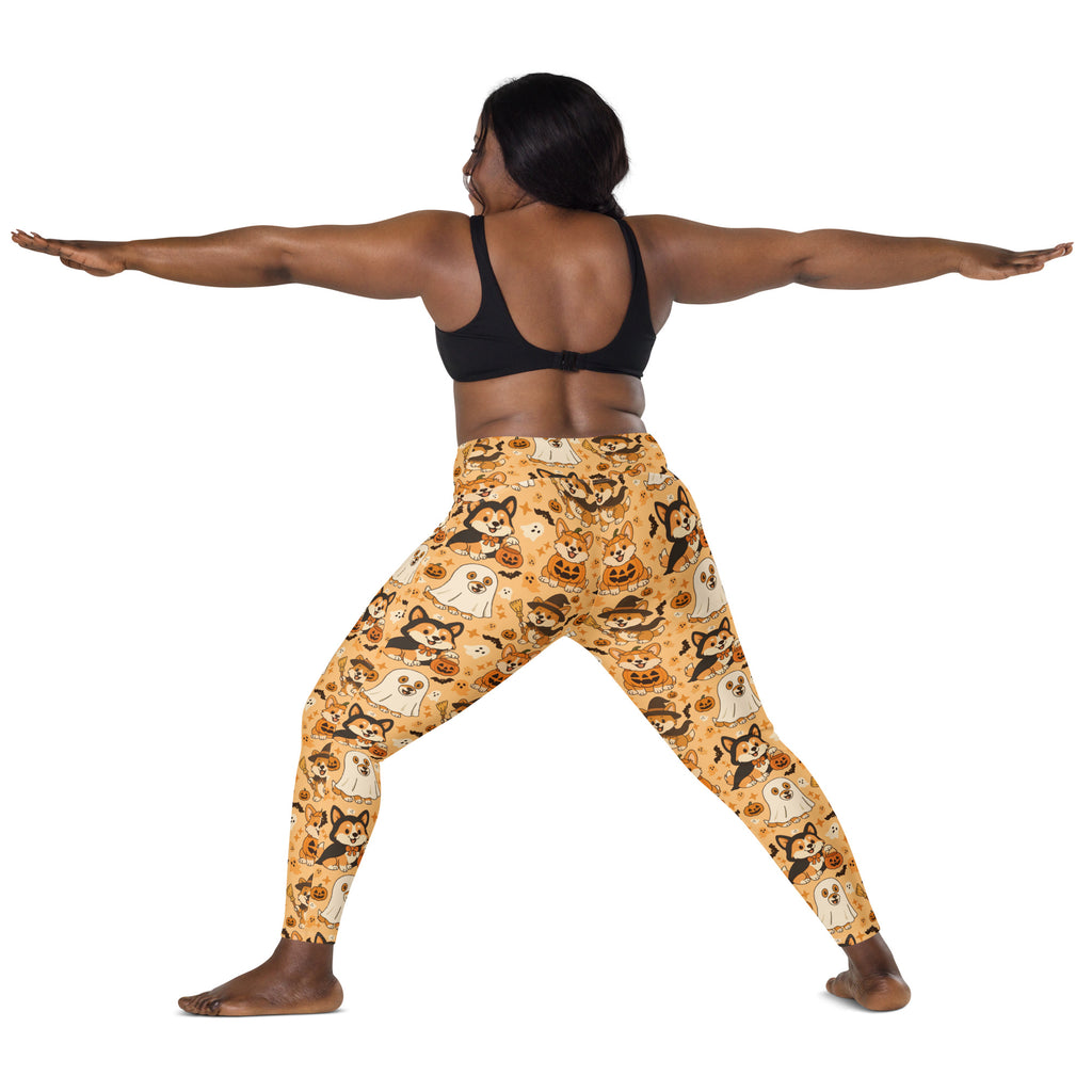 Women’s Halloween Corgi Yoga Leggings With Pockets – High-Waisted, Soft Compression Active Pants