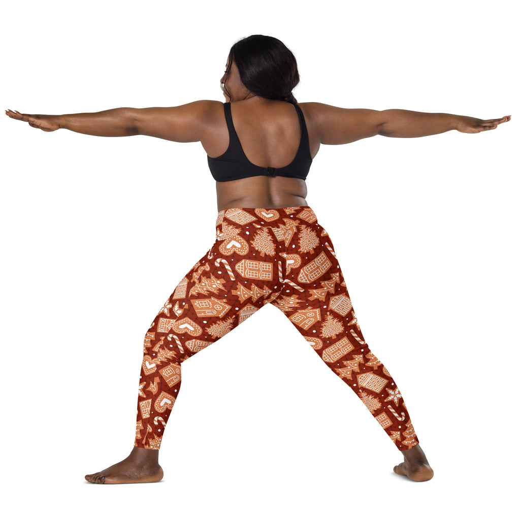 Women’s Red Gingerbread Christmas Yoga Leggings With Pockets – High-Waisted, Soft Compression Active Pants