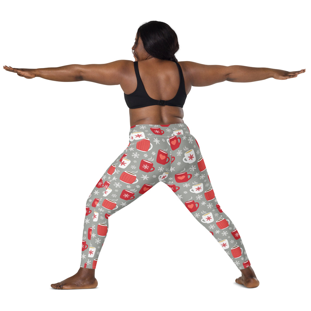 Women’s Hot Cocoa Christmas Yoga Leggings With Pockets – High-Waisted, Soft Compression Active Pants