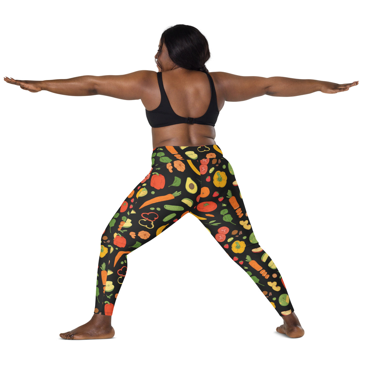 Women’s Fruit & Vegetable Yoga Leggings With Pockets – High-Waisted, Soft Compression Active Pants