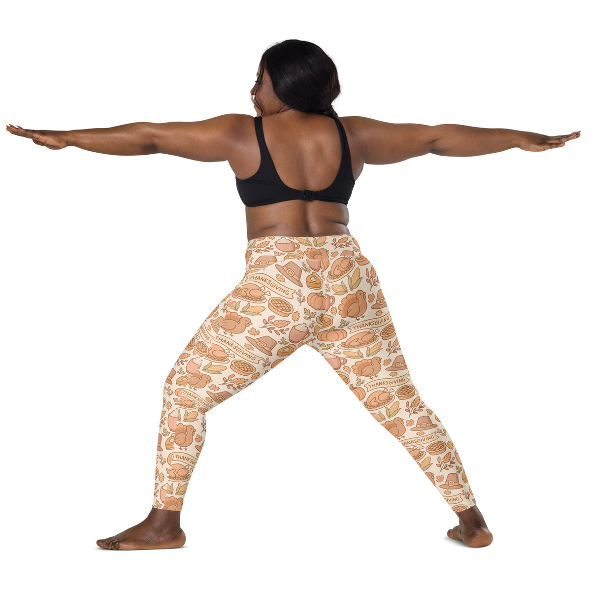 Women’s Thanksgiving Turkey Yoga Leggings With Pockets – High-Waisted, Soft Compression Active Pants