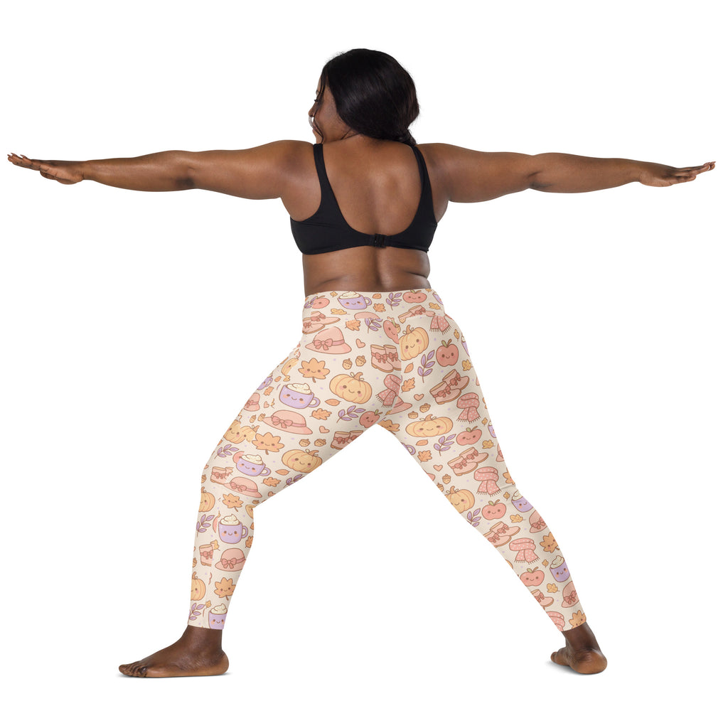Women’s Kawaii Fall Yoga Leggings With Pockets – High-Waisted, Soft Compression Active Pants
