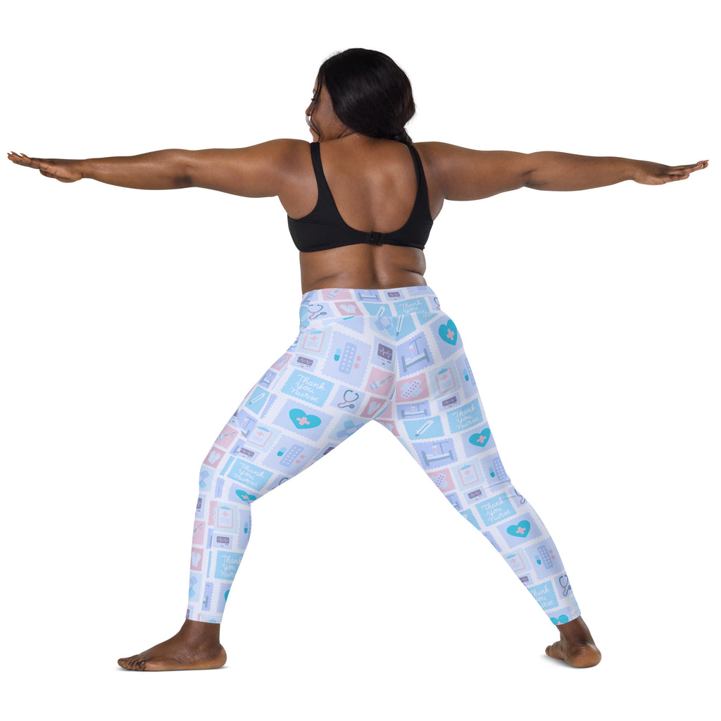 Women’s Blue Nurse Icon Yoga Leggings With Pockets – High-Waisted, Soft Compression Active Pants