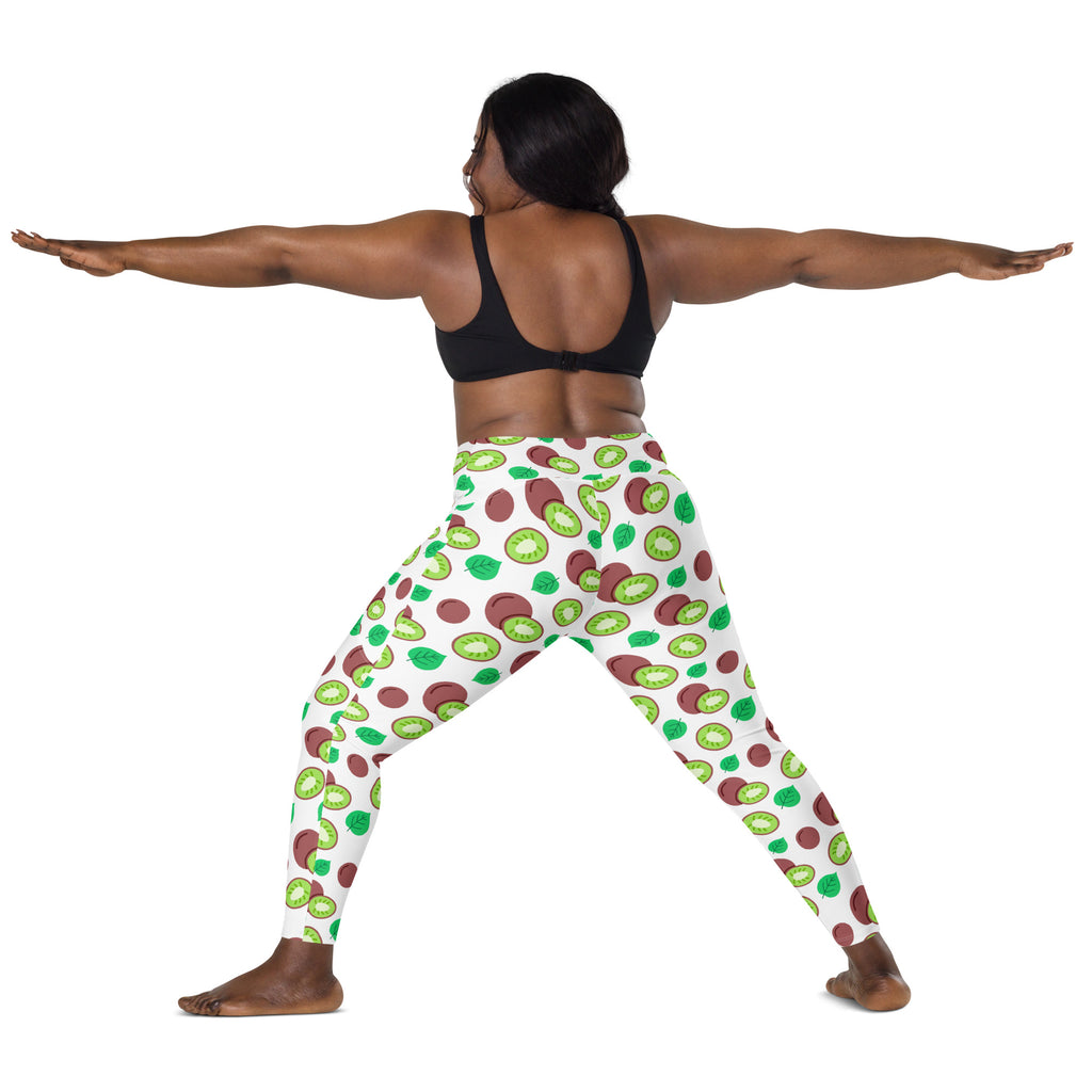 Women’s Kiwi Fruit Yoga Leggings With Pockets – High-Waisted, Soft Compression Active Pants