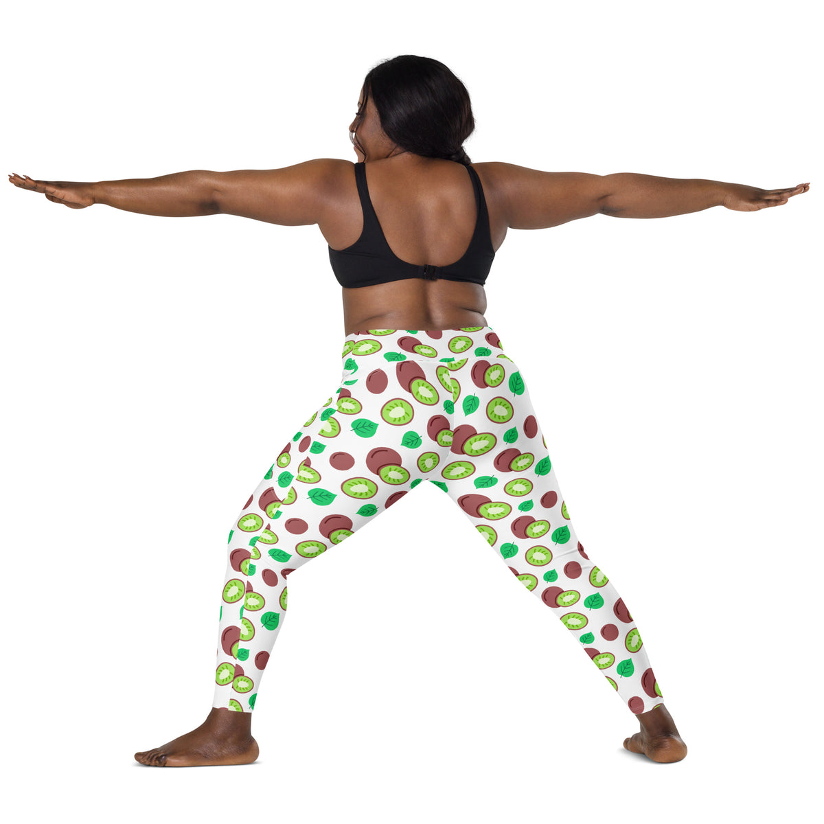 Women’s Kiwi Fruit Yoga Leggings With Pockets – High-Waisted, Soft Compression Active Pants