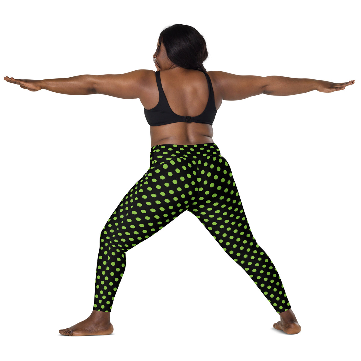 Women’s Green Polka Dot Halloween Yoga Leggings With Pockets – High-Waisted, Soft Compression Active Pants