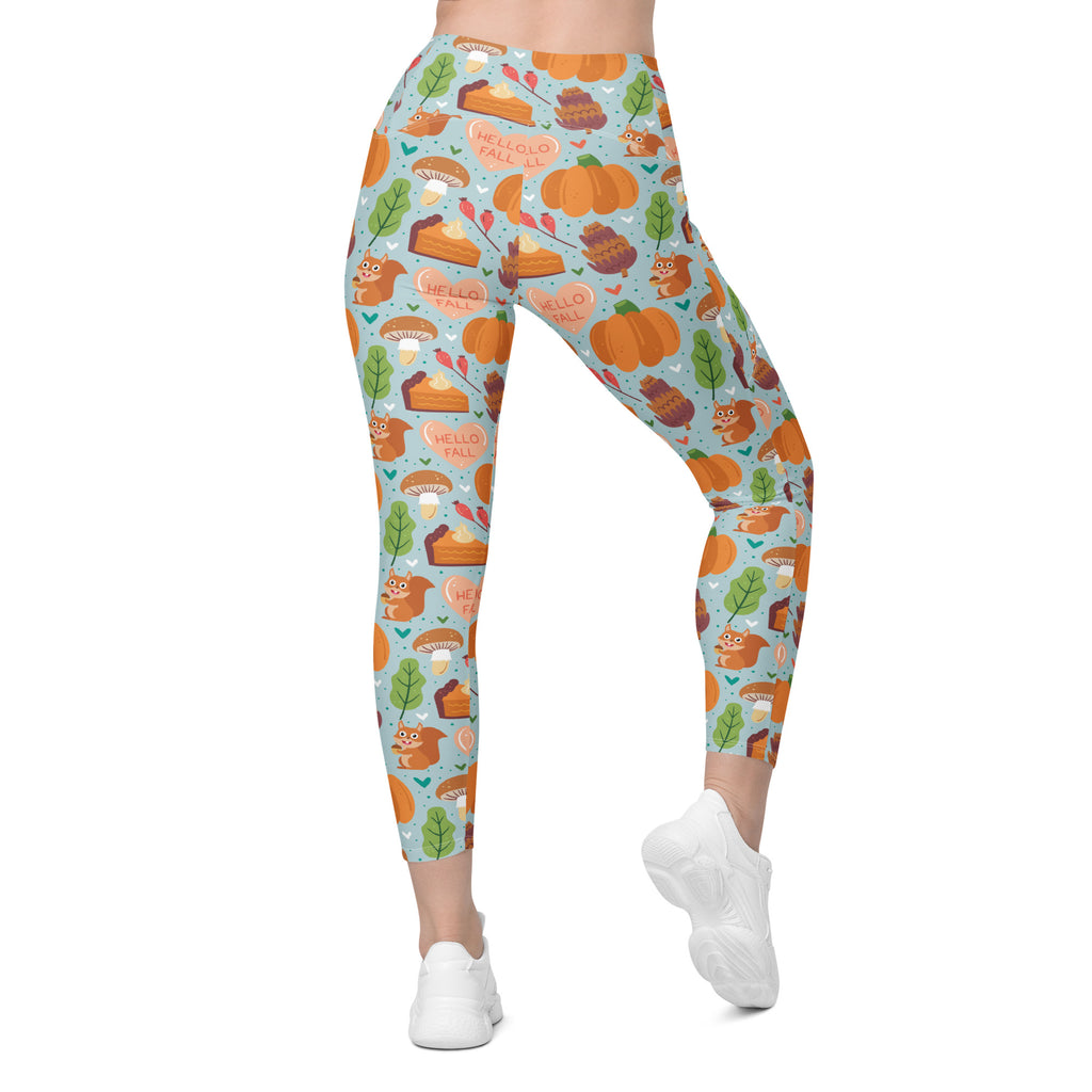 Women’s Fall Squirrel Yoga Leggings With Pockets – High-Waisted, Soft Compression Active Pants