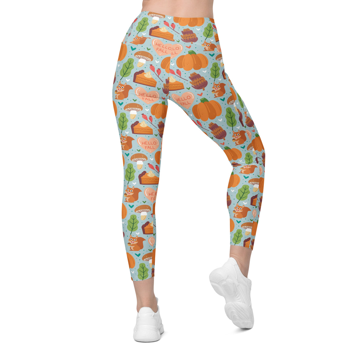 Women’s Fall Squirrel Yoga Leggings With Pockets – High-Waisted, Soft Compression Active Pants