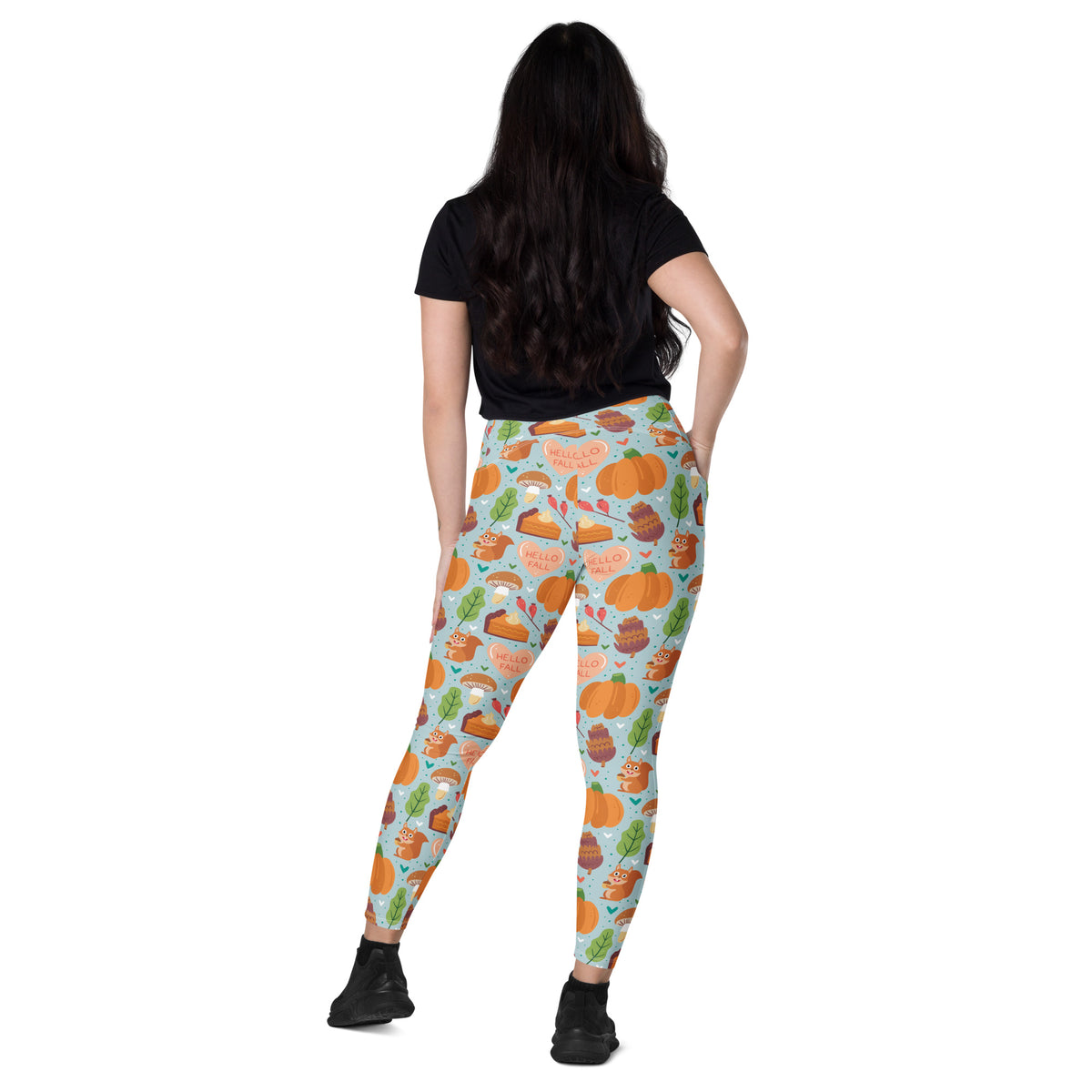 Women’s Fall Squirrel Yoga Leggings With Pockets – High-Waisted, Soft Compression Active Pants