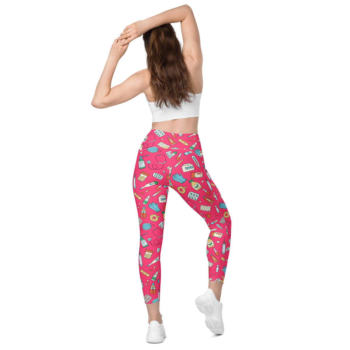 Women’s Nurse Themed Yoga Leggings With Pockets – High-Waisted, Soft Compression Active Pants