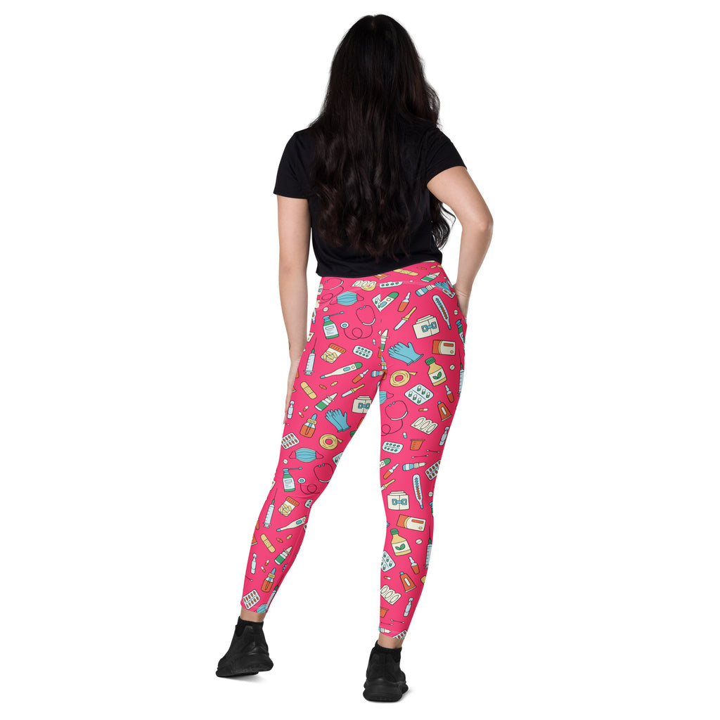 Women’s Nurse Themed Yoga Leggings With Pockets – High-Waisted, Soft Compression Active Pants