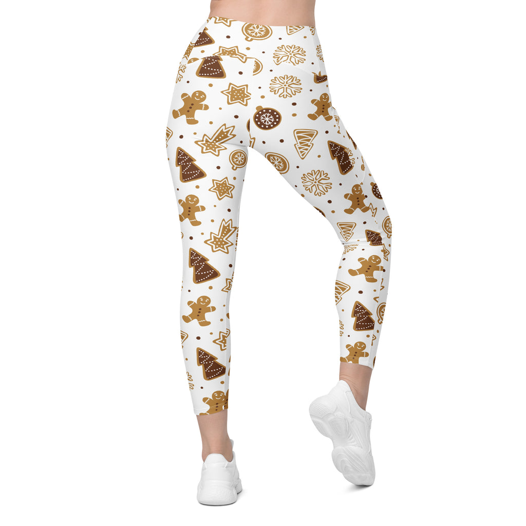 Women’s Gingerbread Cookies Christmas Yoga Leggings With Pockets – High-Waisted, Soft Compression Active Pants