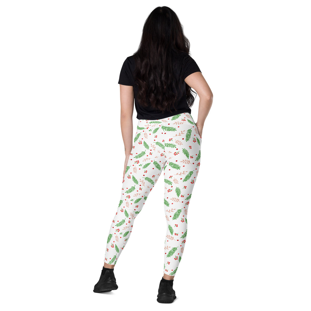 Women’s Christmas Holly Berry Yoga Leggings With Pockets – High-Waisted, Soft Compression Active Pants