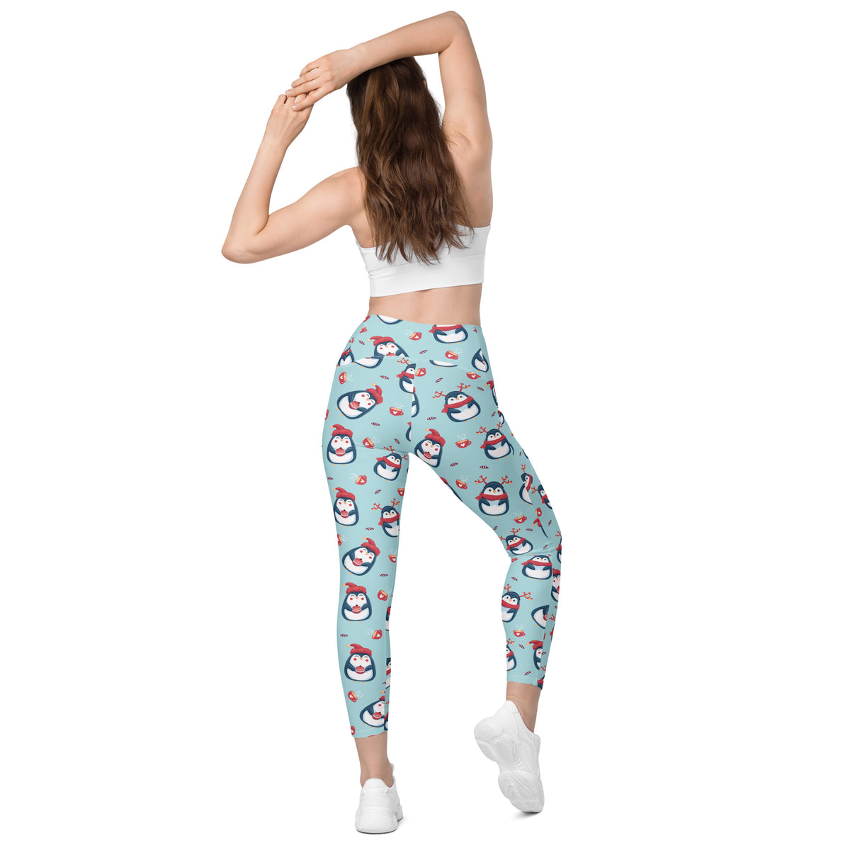 Women’s Christmas Penguin Yoga Leggings With Pockets – High-Waisted, Soft Compression Active Pants