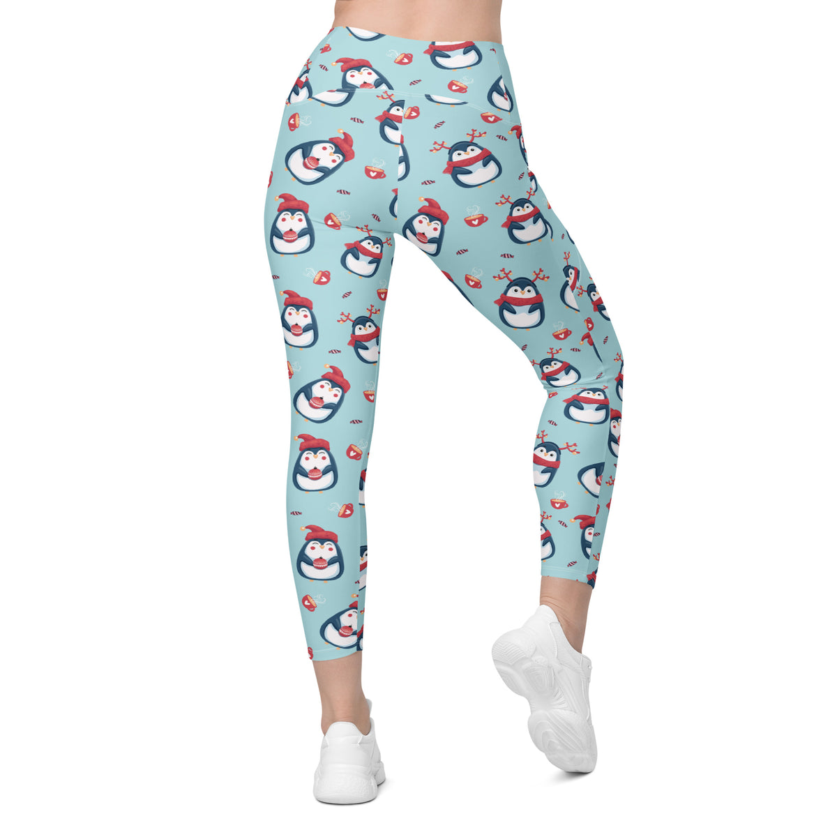 Women’s Christmas Penguin Yoga Leggings With Pockets – High-Waisted, Soft Compression Active Pants