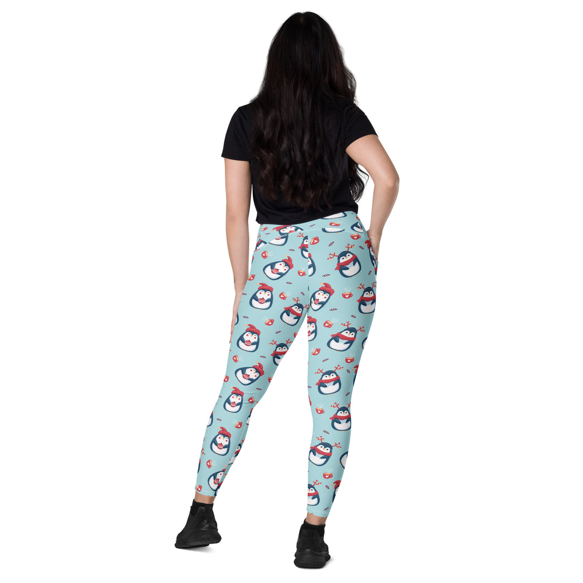 Women’s Christmas Penguin Yoga Leggings With Pockets – High-Waisted, Soft Compression Active Pants