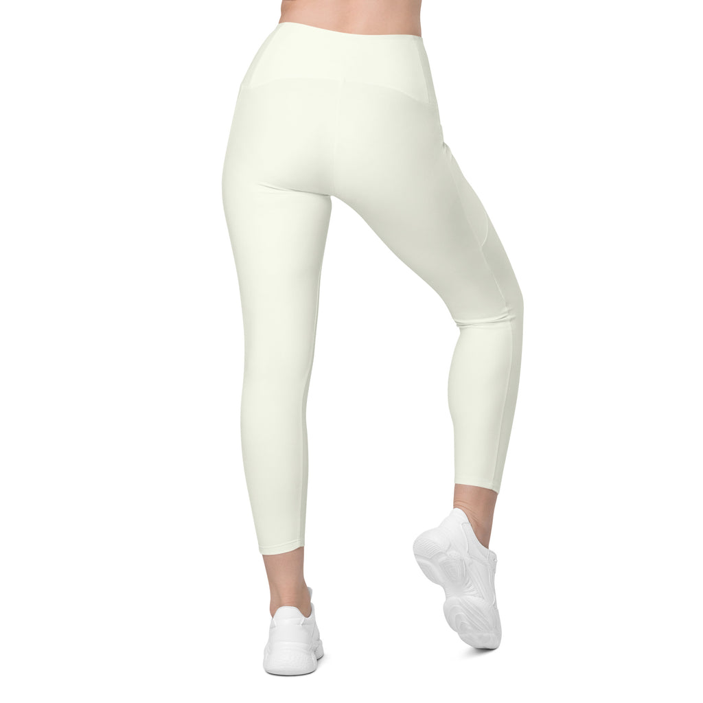 Women’s Ivory Yoga Leggings With Pockets – High-Waisted, Soft Compression Active Pants