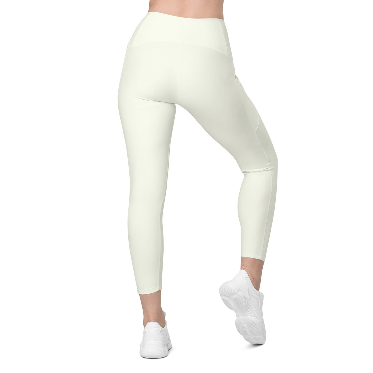 Women’s Ivory Yoga Leggings With Pockets – High-Waisted, Soft Compression Active Pants