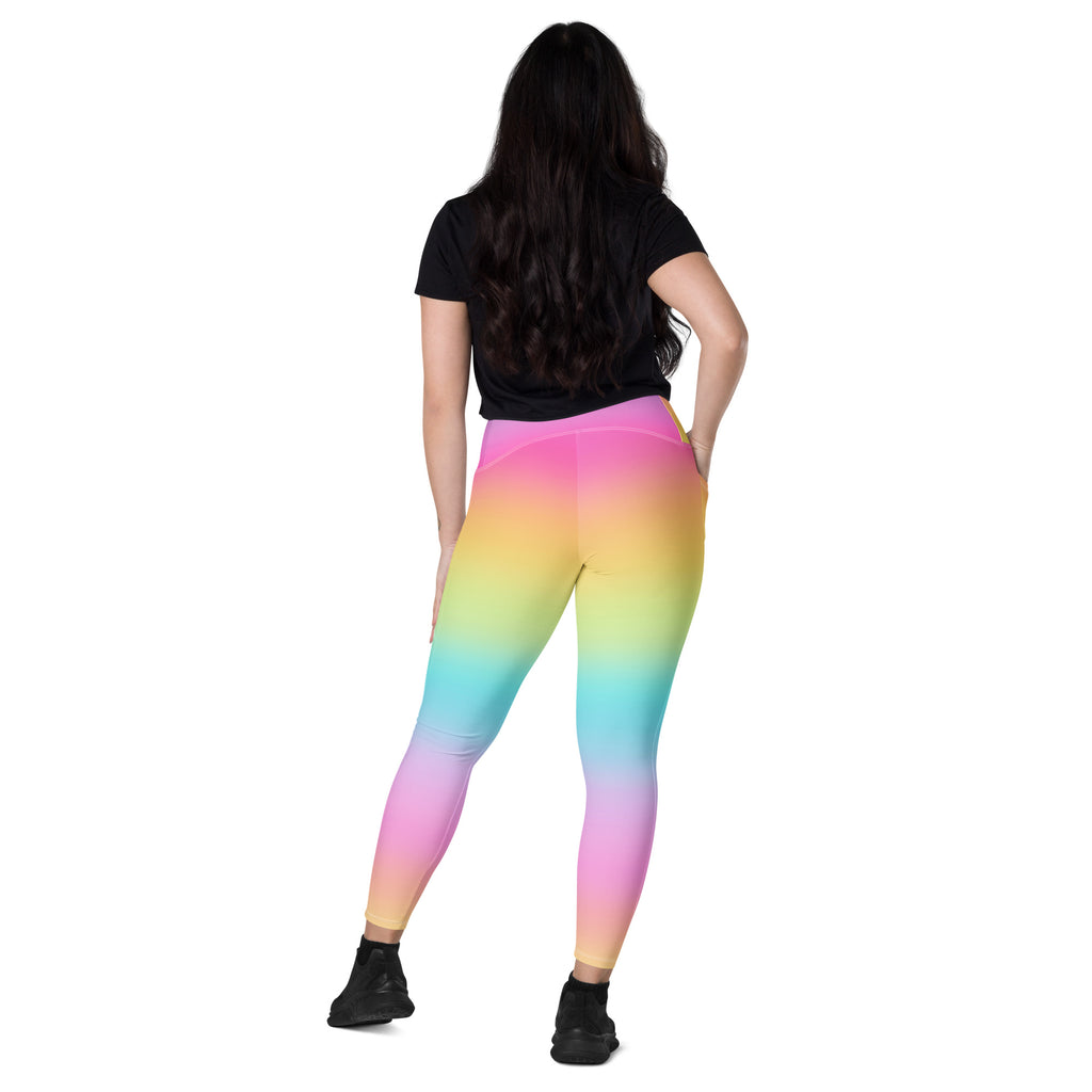 Women’s Bright Rainbow Yoga Leggings With Pockets – High-Waisted, Soft Compression Active Pants