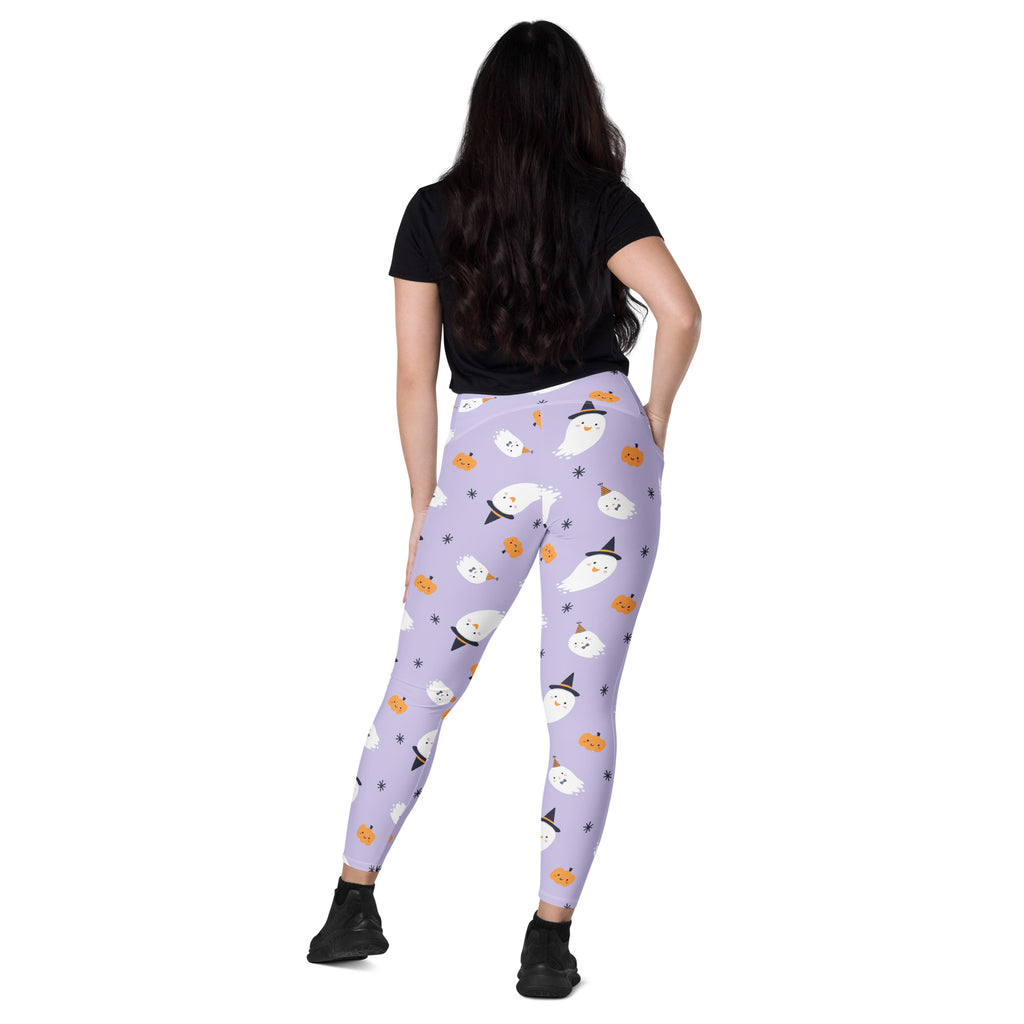 Women’s Ghost Witch Halloween Yoga Leggings With Pockets – High-Waisted, Soft Compression Active Pants