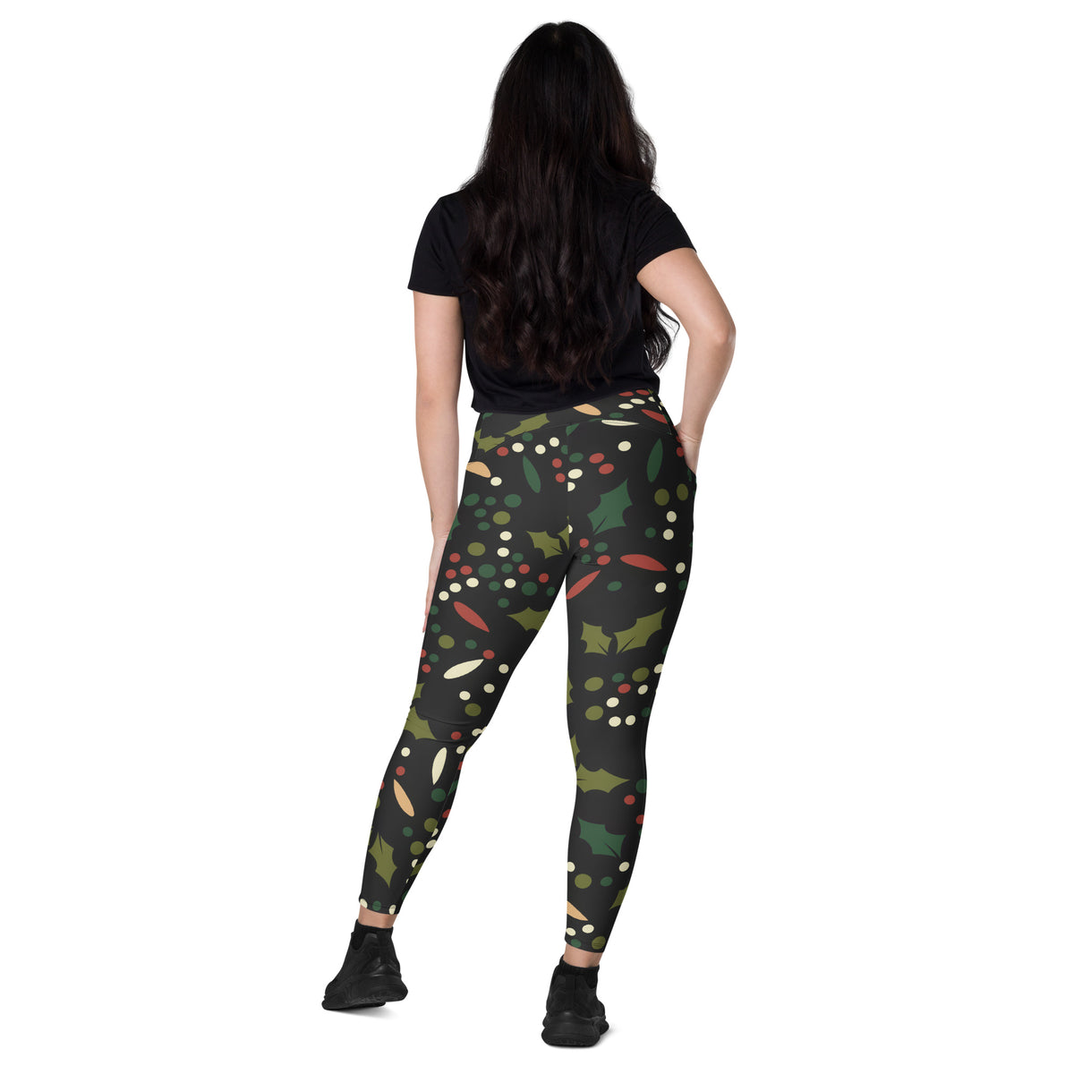 Women’s Christmas Holly Berry Yoga Leggings With Pockets – High-Waisted, Soft Compression Active Pants