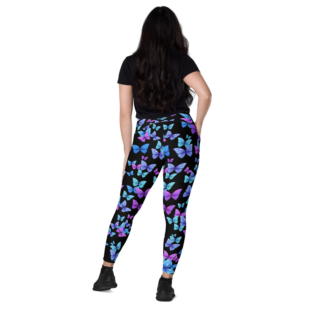 Women’s Vibrant Butterfly Leggings With Pockets – High-Waisted, Soft Compression Active Pants
