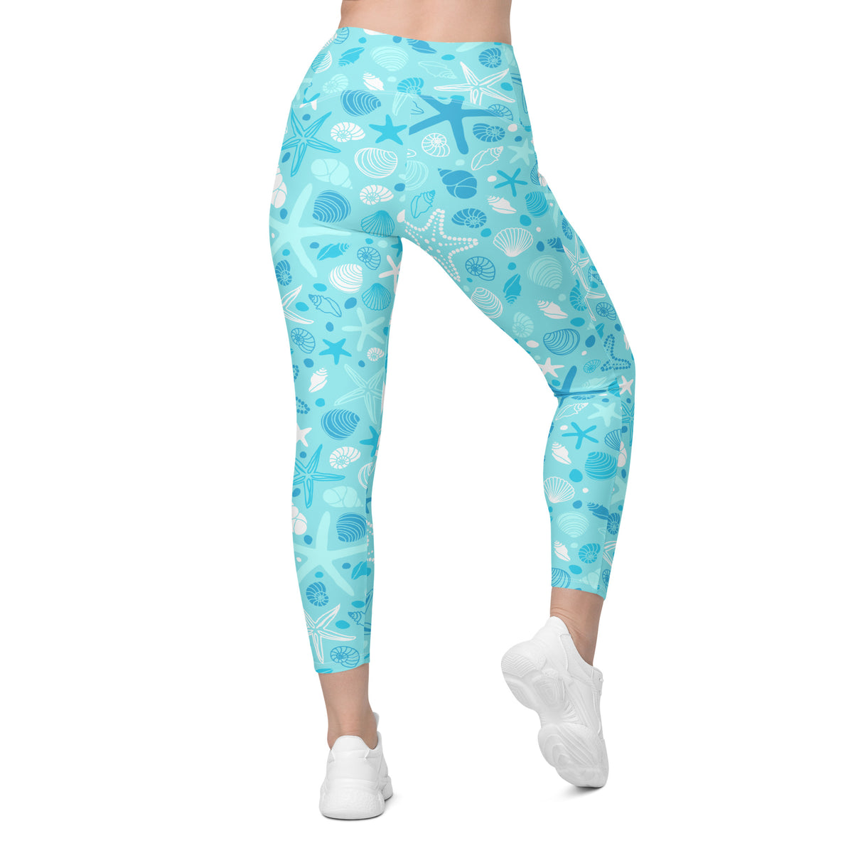 Women’s Starfish & Shells Leggings With Pockets – High-Waisted, Soft Compression Active Pants