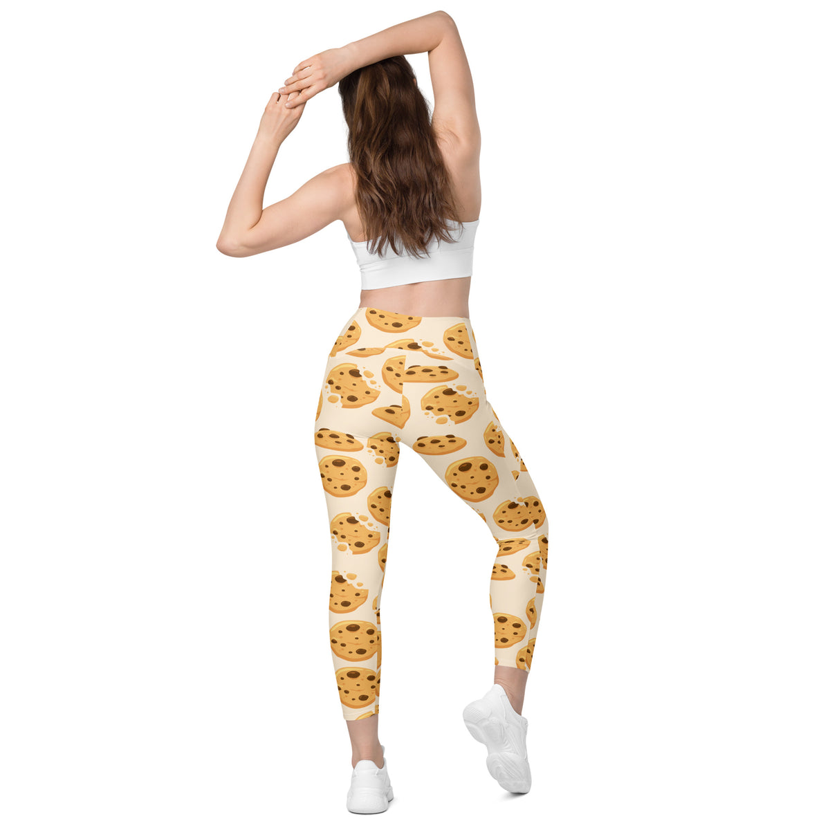 Women’s Chocolate Chip Cookie Leggings With Pockets – High-Waisted, Soft Compression Active Pants