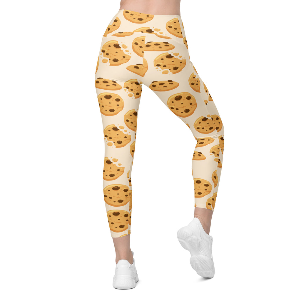 Women’s Chocolate Chip Cookie Leggings With Pockets – High-Waisted, Soft Compression Active Pants