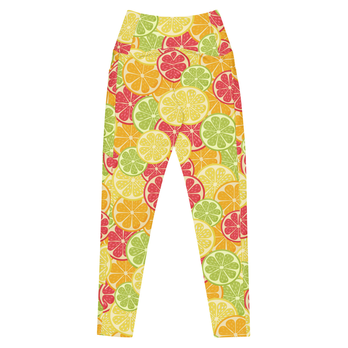 Women’s Citrus Fruit Leggings With Pockets – High-Waisted, Soft Compression Active Pants