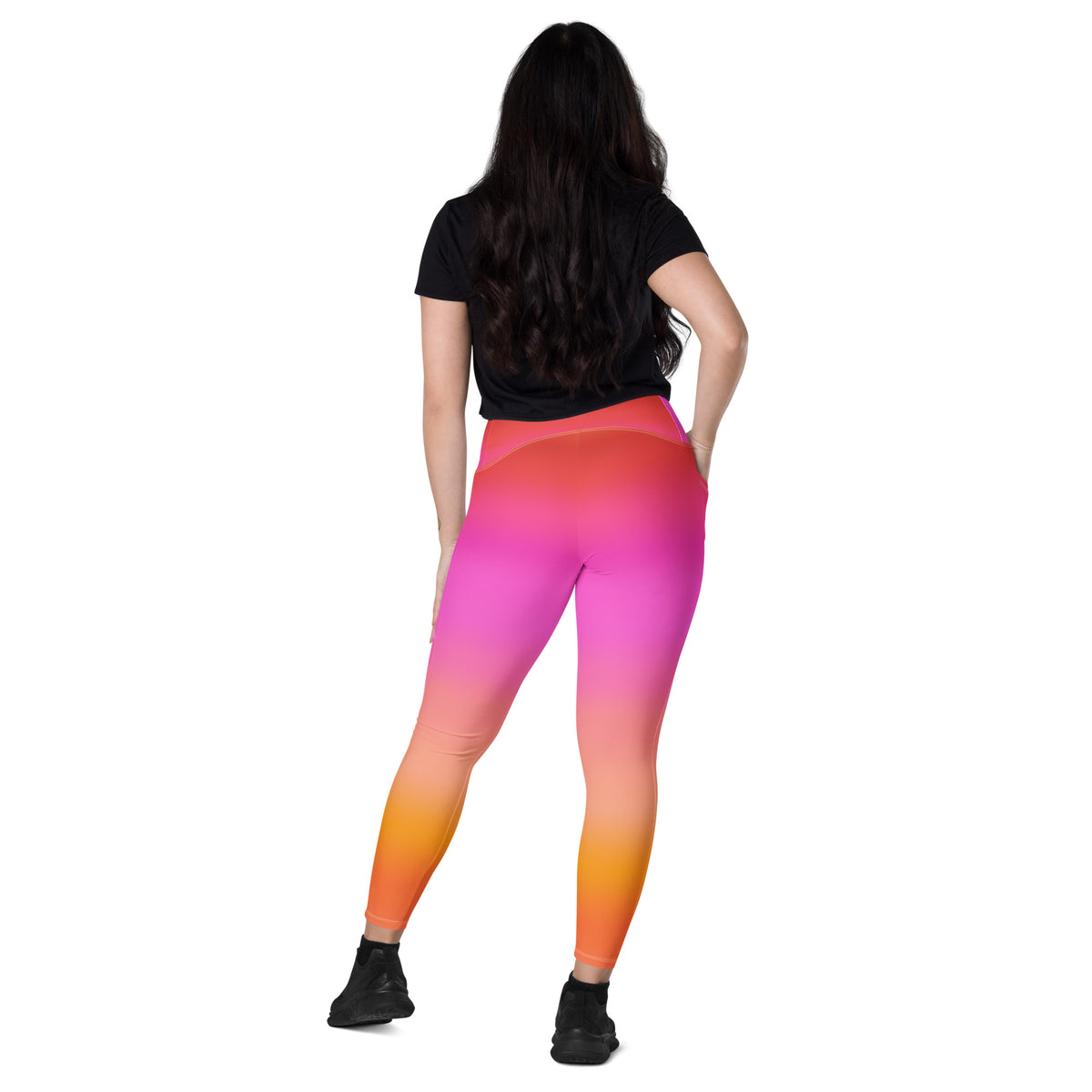 Women’s Sunset Ombre Leggings With Pockets – High-Waisted, Soft Compression Active Pants