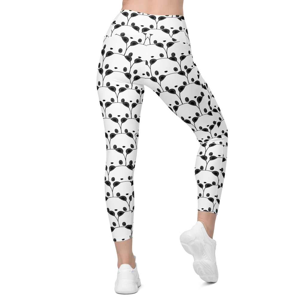 Women’s Panda Print Yoga Leggings With Pockets – High-Waisted, Soft Compression Active Pants