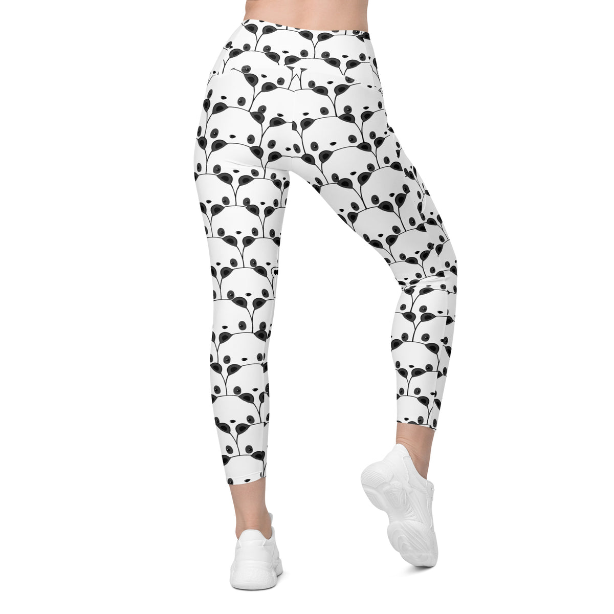 Women’s Panda Print Yoga Leggings With Pockets – High-Waisted, Soft Compression Active Pants