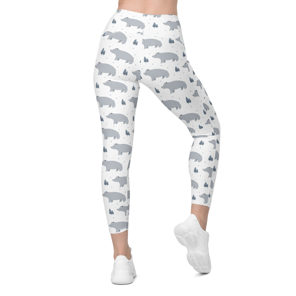 Women’s Polar Bear Yoga Leggings With Pockets – High-Waisted, Soft Compression Active Pants