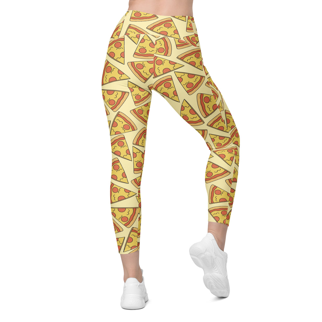 Women’s Pizza Slice Yoga Leggings With Pockets – High-Waisted, Soft Compression Active Pants