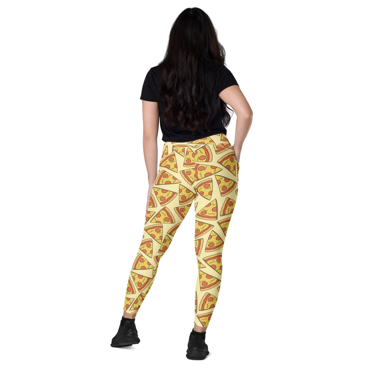 Women’s Pizza Slice Yoga Leggings With Pockets – High-Waisted, Soft Compression Active Pants