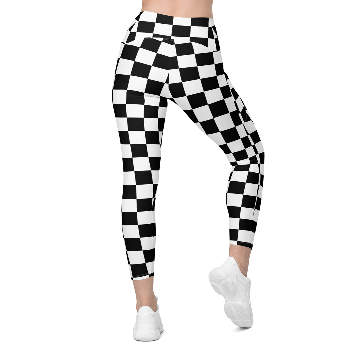 Women’s Checkered Yoga Leggings With Pockets – High-Waisted, Soft Compression Active Pants
