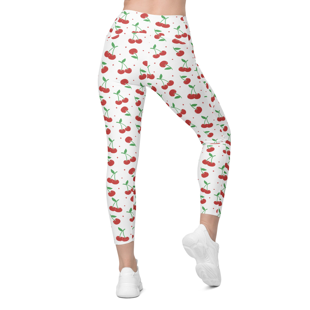 Women’s Cherry Yoga Leggings With Pockets – High-Waisted, Soft Compression Active Pants
