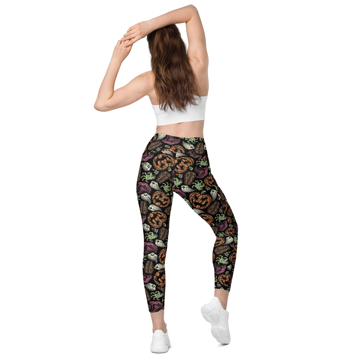 Women’s Spooky Halloween Yoga Leggings With Pockets – High-Waisted, Soft Compression Active Pants