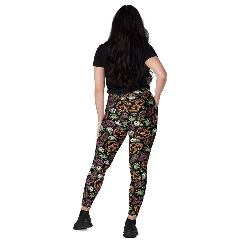 Women’s Spooky Halloween Yoga Leggings With Pockets – High-Waisted, Soft Compression Active Pants