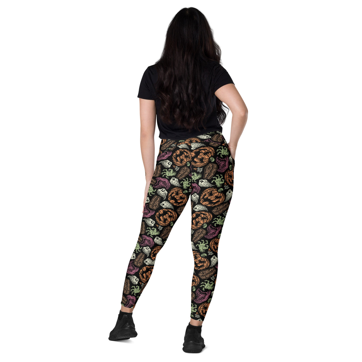 Women’s Spooky Halloween Yoga Leggings With Pockets – High-Waisted, Soft Compression Active Pants