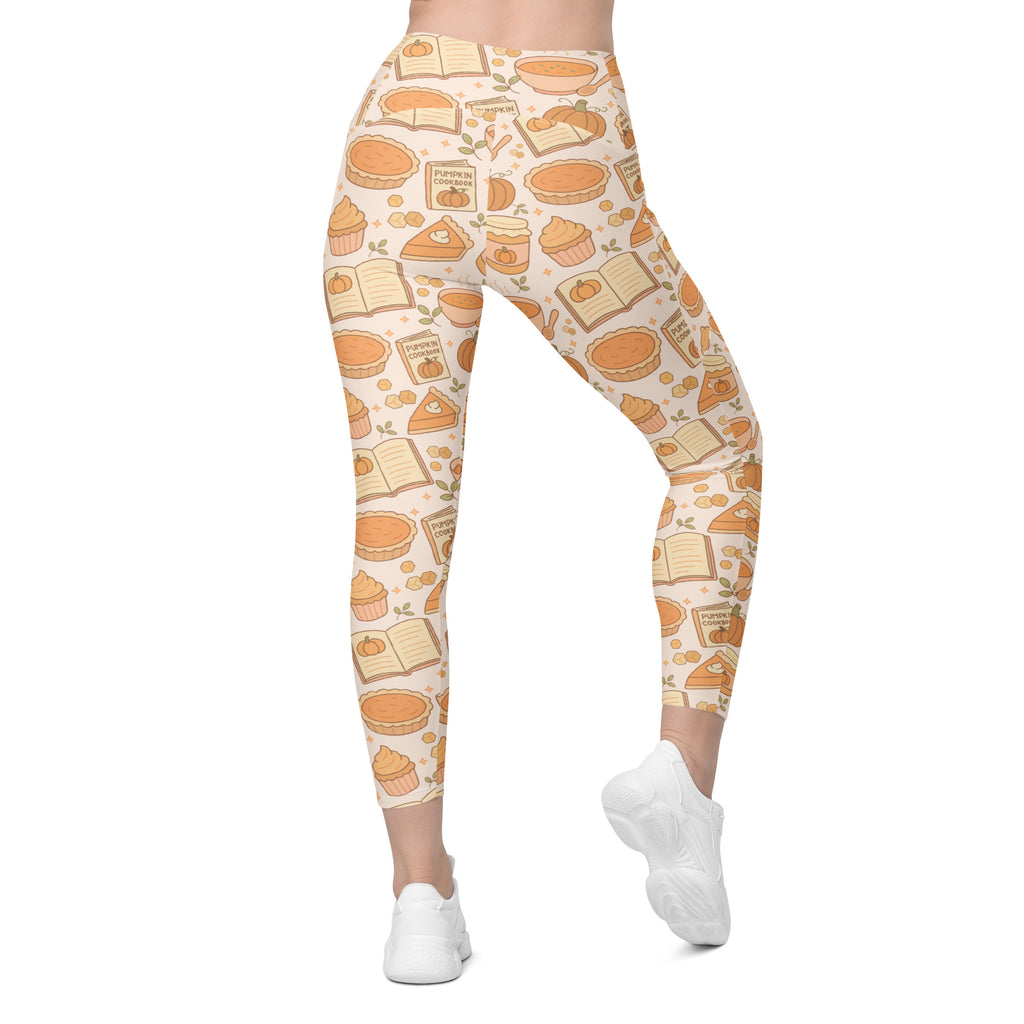 Women’s Pumpkin Pie Themed Yoga Leggings With Pockets – High-Waisted, Soft Compression Active Pants