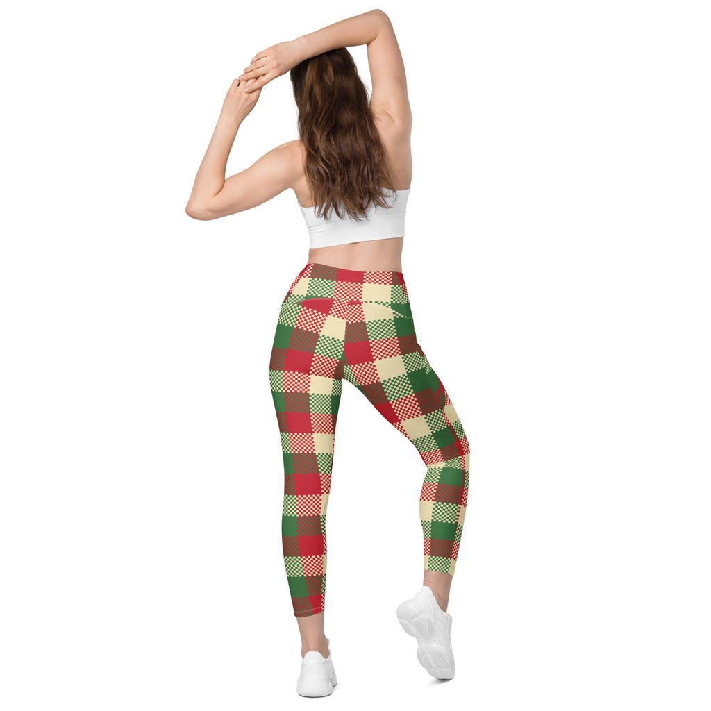 Women’s Christmas Plaid Yoga Leggings With Pockets – High-Waisted, Soft Compression Active Pants